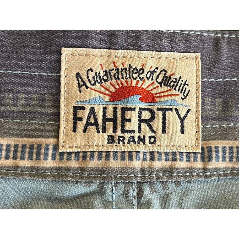 Faherty Men's Size 36 Drawstring Board Shorts Muted Blue Green Yellow 36" x 7" - Picture 3 of 4